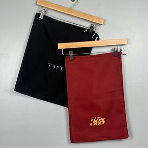 Bundle of 3 Taft black & red drawstring dust bags.